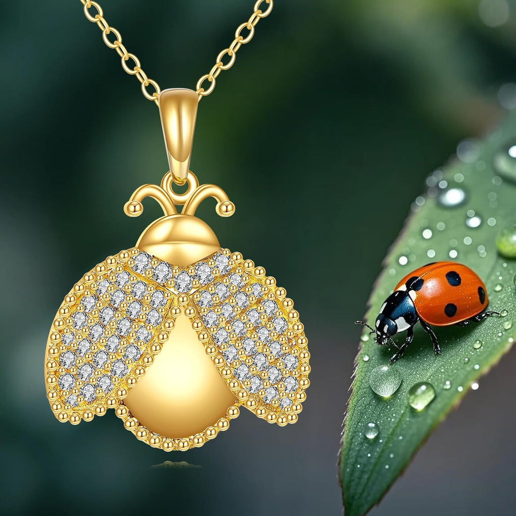 DOVRAN Real Solid Gold Birthstone Butterfly/Dragonfly/Bee/Hummingbird Necklace for Women Yellow Gold Animal Pendant for Christmas Dainty Jewelry Birthday Gifts for Mom Wife