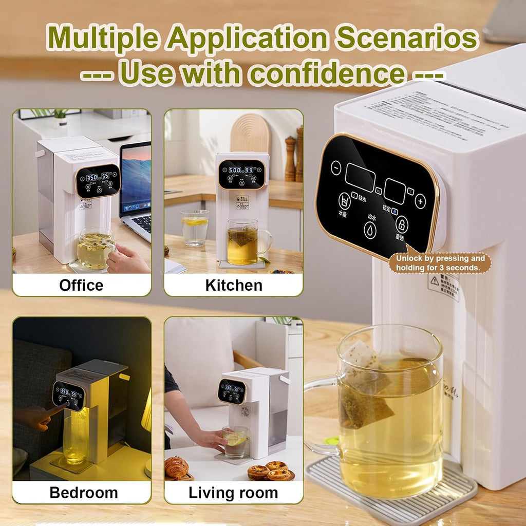 Instant Hot Water Dispenser Countertop, Portable 2000 W Fast Heating Water Boiler, LED Touch Screen, with 3L Detachable Water Tank, for Homes Offices Schools Dormitories