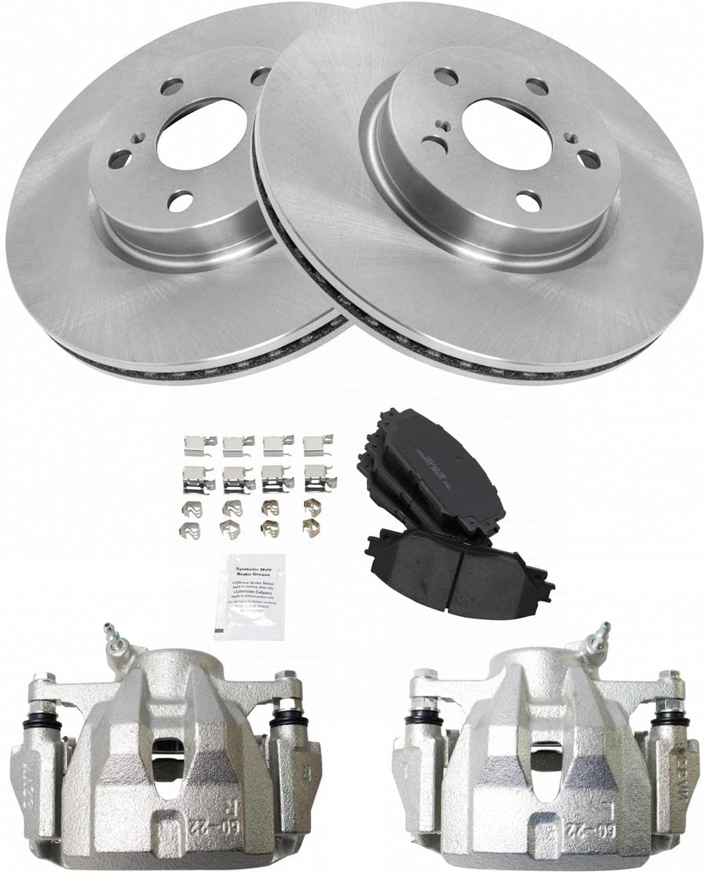 TRQ Front Brake Pad and Rotor Set Ceramic Vented Rotors Calipers Compatible with 2009-2018 Toyota Corolla 2009-2014 Scion xD 2009-2013 Matrix 2009-2010 Pontiac Vibe