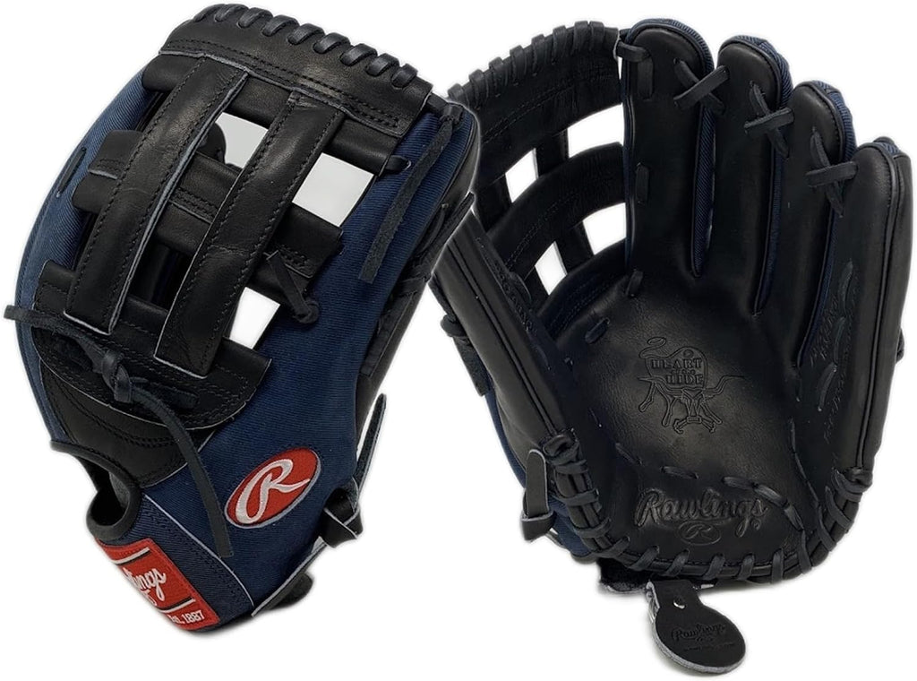 Rawlings | Limited Edition Denim Series | Heart of The Hide | Traditional Break-in | Sizes 11.5' - 12.75' | Multiple Styles (Denim | H Web, 12.75 Inch | Outfield, Right Hand Throw)