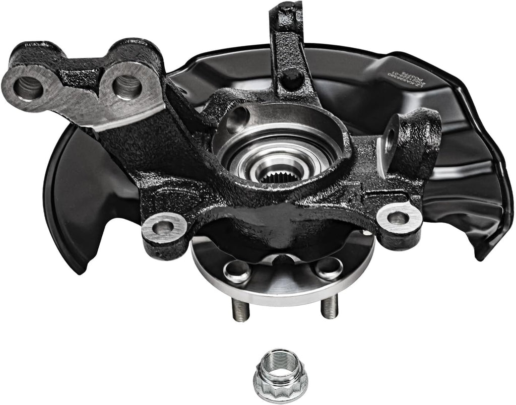 Detroit Axle - Front Brake Kit for 2009-2013 Toyota Corolla Matrix, Steering Knuckles & Wheel Bearing Hubs Drilled and Slotted Brake Rotors Ceramic Brake Pads Disc Brake Calipers Replacement