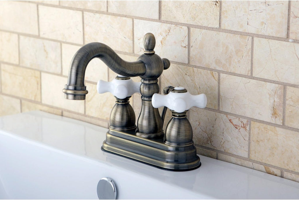 Kingston Brass KB1603PX 4 in. Centerset Bathroom Faucet, Antique Brass