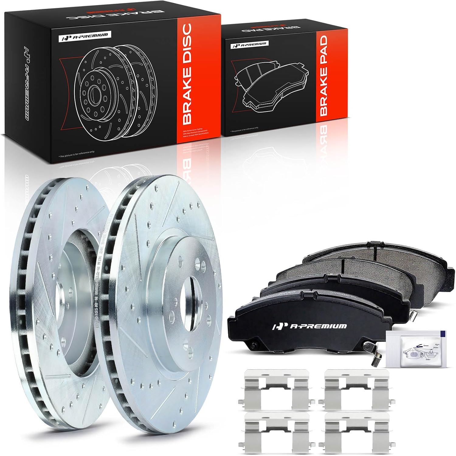 A-Premium 11.81 inch(300 mm) Front Disc Brake Rotors + Ceramic Pads Kit Compatible with Acura and Honda Models - CL 2001-2003, TL 1999-2003/2006-2008, TSX 2004-2010, Accord 2003-2011, 6-Pack