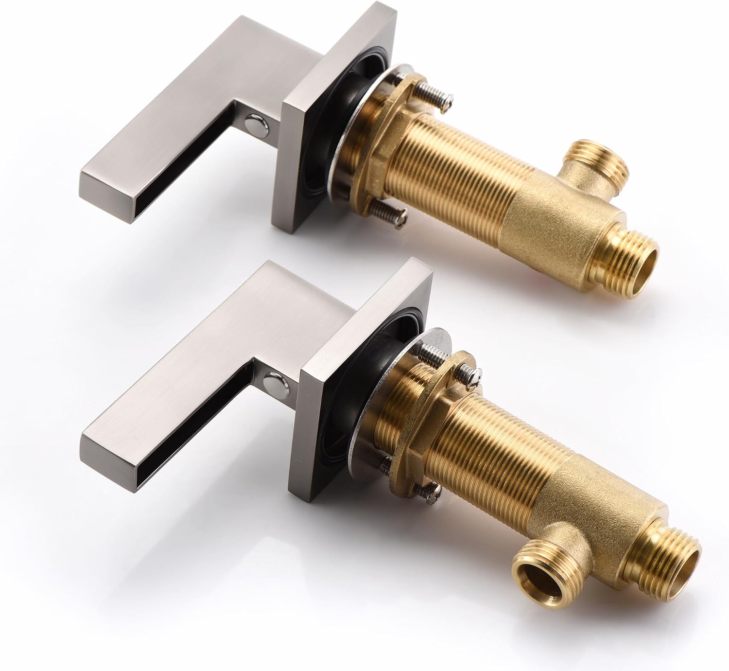 Sumerain 8 Inch Widespread Waterfall Bathroom Sink Faucet, Lavatory Faucet with Brass Rough-in Valve in Brushed Nickel