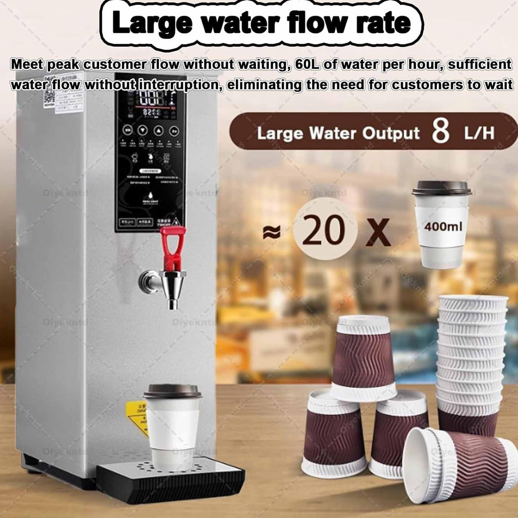 Commercial Hot Water Boiler, Stainless Steel Tea, Coffee Making Water Heater, Digital Control Panel/Auto Temperature Control, Non Drip Tap, Catering Hot Tea Urn Hot Water Dispenser Black