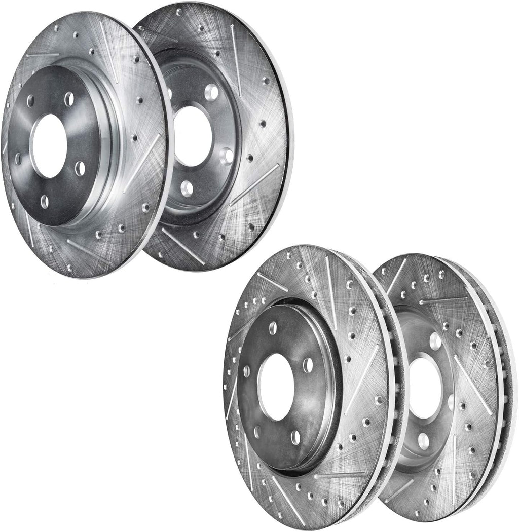 Detroit Axle - Brake Rotors for 2012-2015 Mercedes-Benz C250 2009-2012 C300 2008-2009 C280, Drilled and Slotted Disc Brake Rotors Replacement : 11.61' inch Front and 11.81' inch Rear Solid Rotor