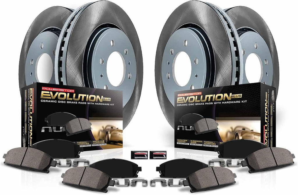 PowerStop Front and Rear Brake Kit for Nissan Murano 2011-14 - Ceramic Brake Pads + Semi Coated Rotors Replacement, SC4476