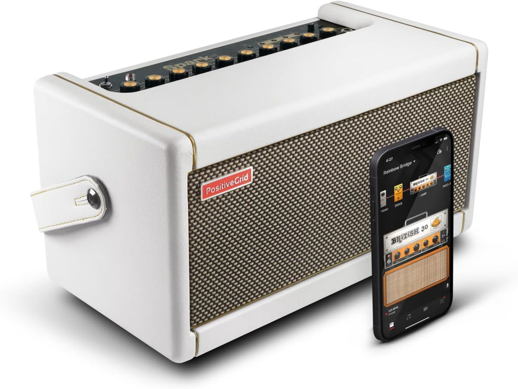 Positive Grid Spark Pearl Guitar Amplifier Electric, Bass and Acoustic Guitar 40-Watt Combo Practice Amp with Spark Mobile App (Pearl)