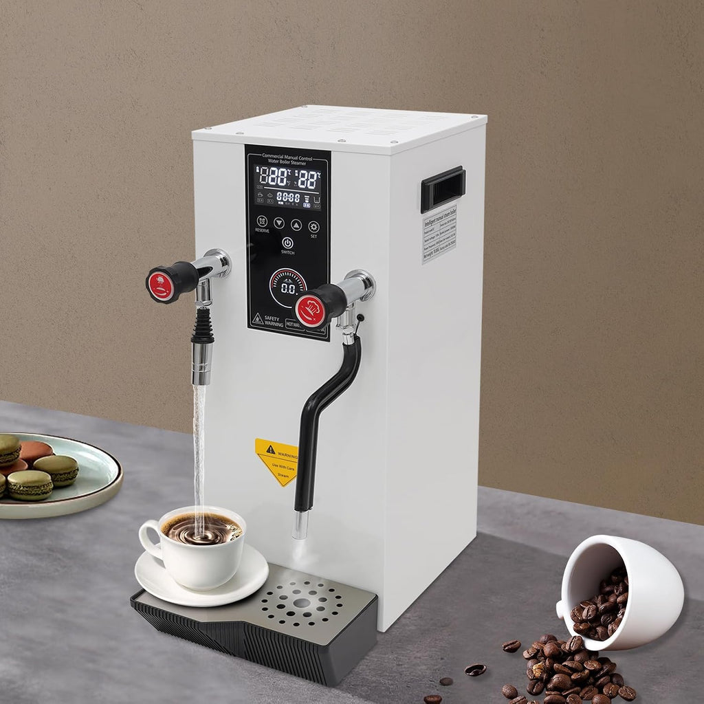 Electric Water Boiler, Step-Heating Commercial Hot Water Dispenser Fast Ready Water Boiler Machine Large Capacity 12L/3.2gal for Tea Milk Restaurant Hotel Caterers, Restaurants, White