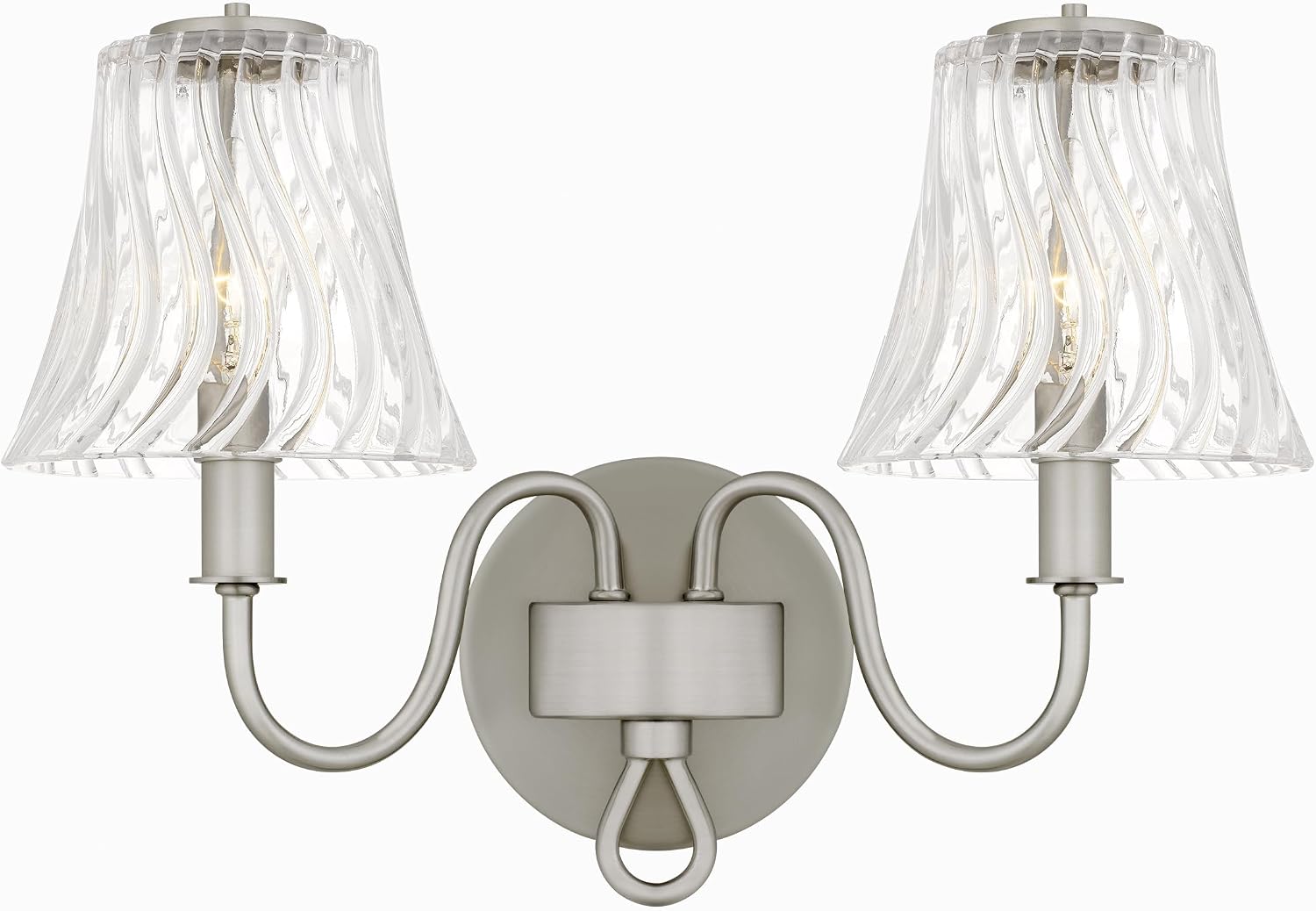 Quoizel McKinney Bath Vanity Light, 15.5 Inch 2-Light Bathroom Fixture, Brushed Nickel Modern Industrial Light, 60W Max, for Bathroom, Bedroom or Kitchen