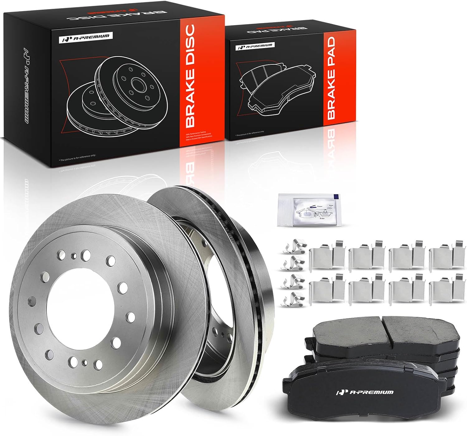 A-Premium 12.28 inch(311.92 mm) Rear Vented Disc Brake Rotors + Ceramic Pads Kit Compatible with Select Lexus and Toyota Models - GX470/4Runner 2003-2009, FJ Cruiser 2007-2009, Sequoia, 6-PC Set