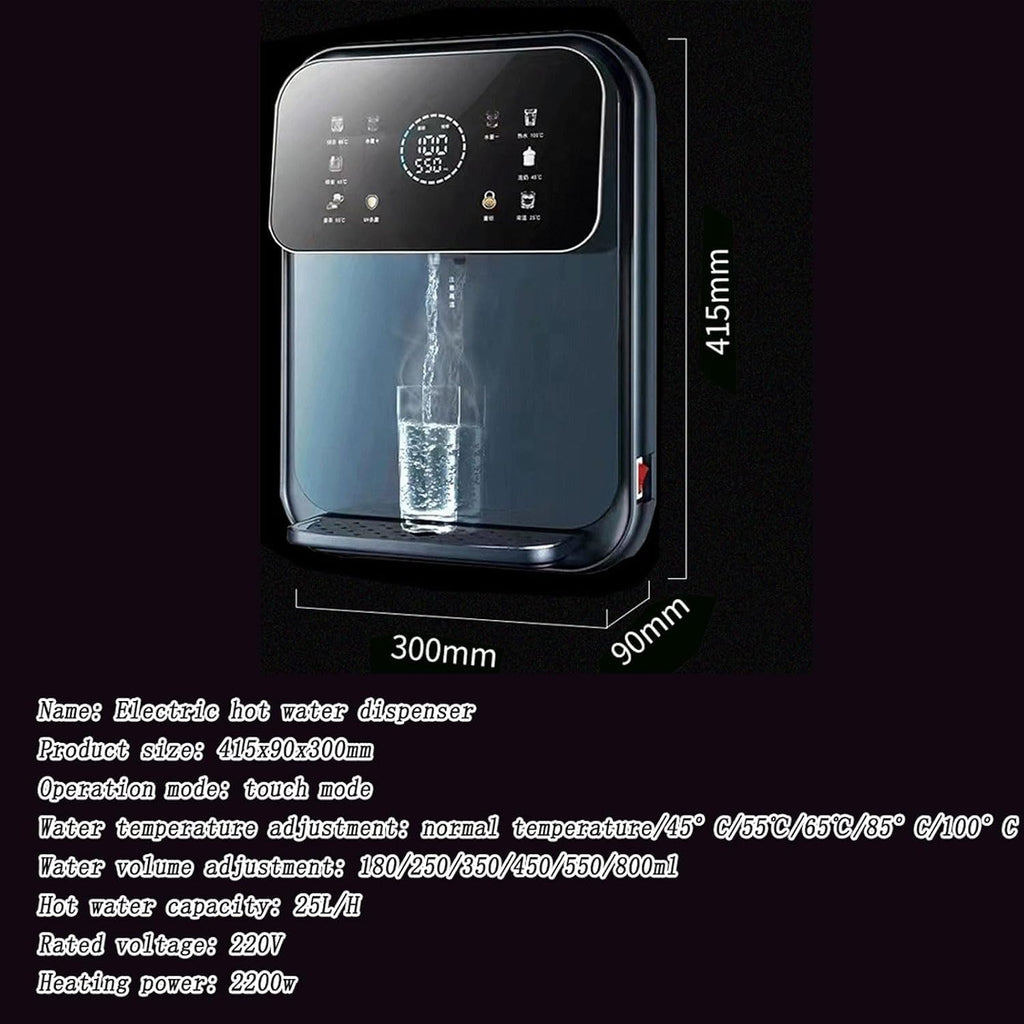 Instant Hot Water Dispenser, Wall-Mounted Water Boiler, with LCD Display+Child Lock, Automatic Water Dispensing, Heating Waters Capacity 35L/h, for Coffee Home Office,A