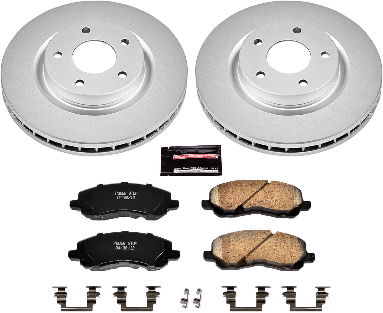 PowerStop Front Brake Kit for Chrysler 200 2011-14 |Sebring 2007-10 |Dodge Avenger 2008-14 |Caliber 2007-12 - Fully-Coated Disc Rotors with Z17 Ceramic Brake Pads Replacement, CRK3032