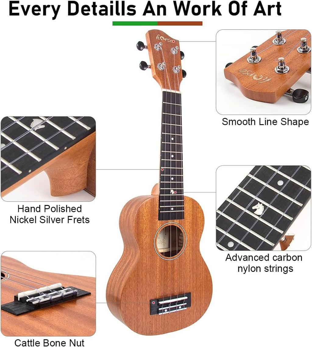 Ukulele, 21 Inch Professional Soprono Ukelele for Adults Horse Uke Beginner Kit W/Gig Bag Strap OEM Strings Hawaiian Guitar Ukalalee Yukalalee Ukalele Yukelele
