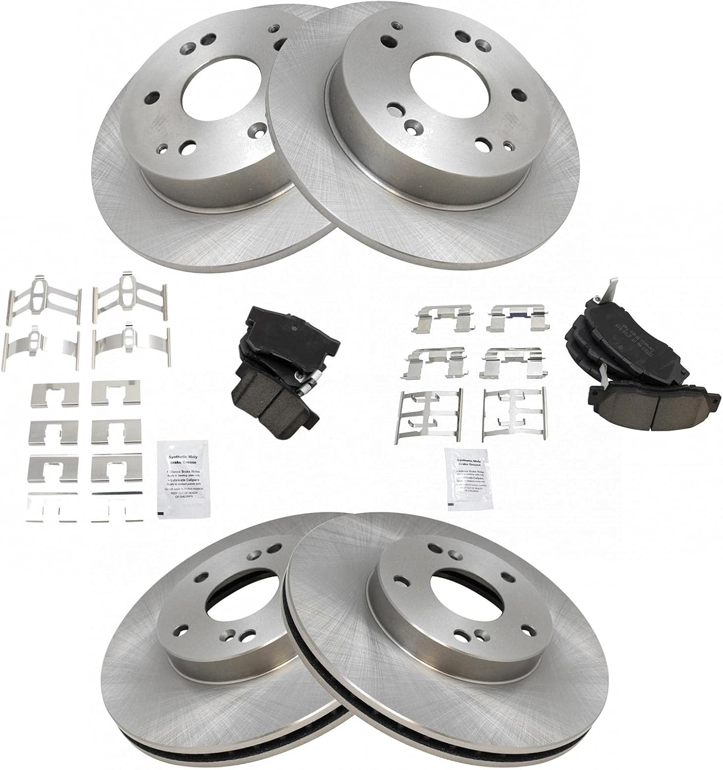 TRQ Front and Rear Brake Pad and Rotor Set Ceramic Compatible with 1998-2002 Honda Accord