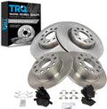 TRQ Front and Rear Brake Pad and Rotor Set Ceramic Vented Solid Rotors Compatible with 2013-2017 Volkswagen Beetle 2013-2018 Jetta