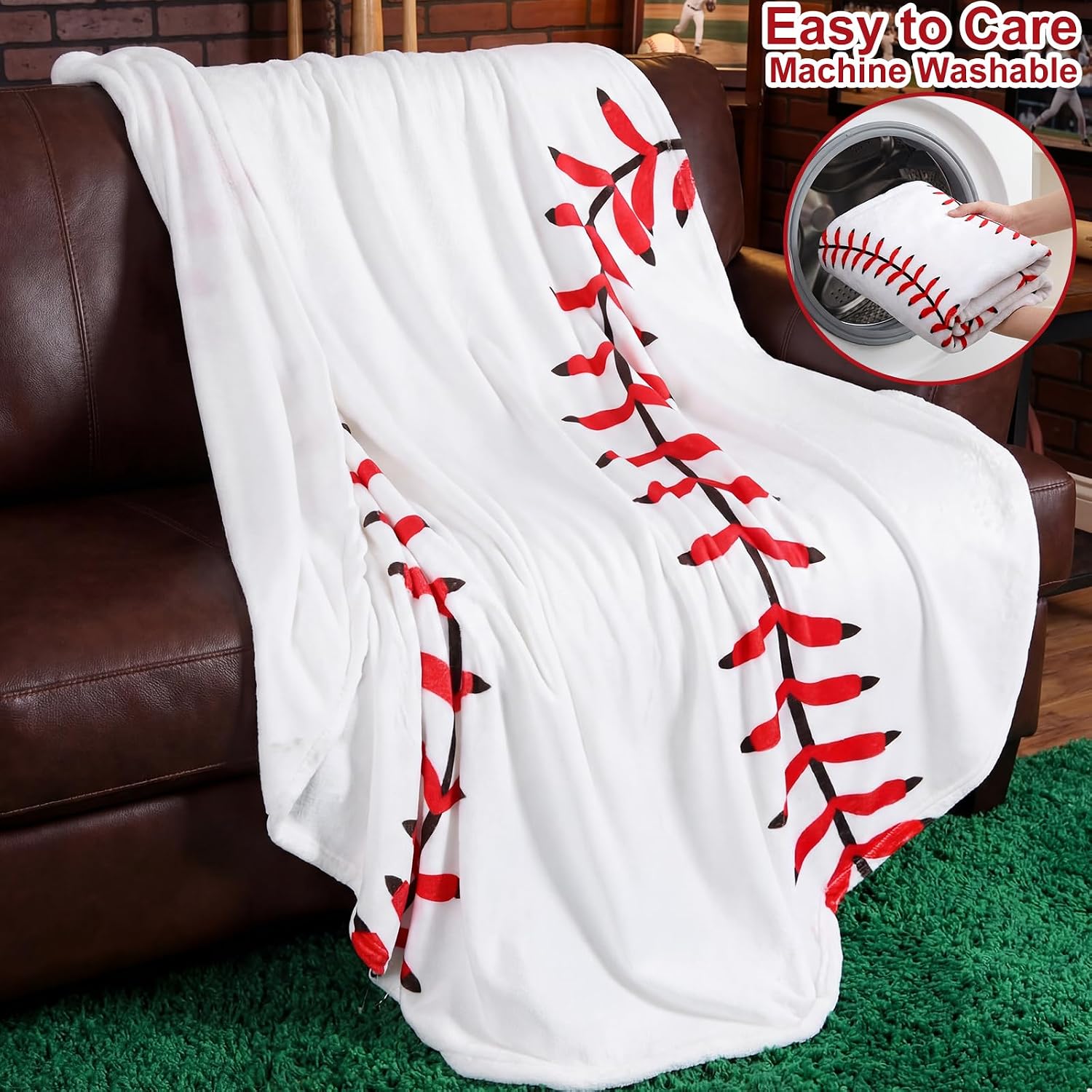 Eurzom 12 Pcs Baseball Throw Blankets Bulk for Teens Adults 60' Round Soft Flannel Sport Ball Blanket Team Gift for Baseball Lovers Coaches Players Senior Night Birthday Party Supplies