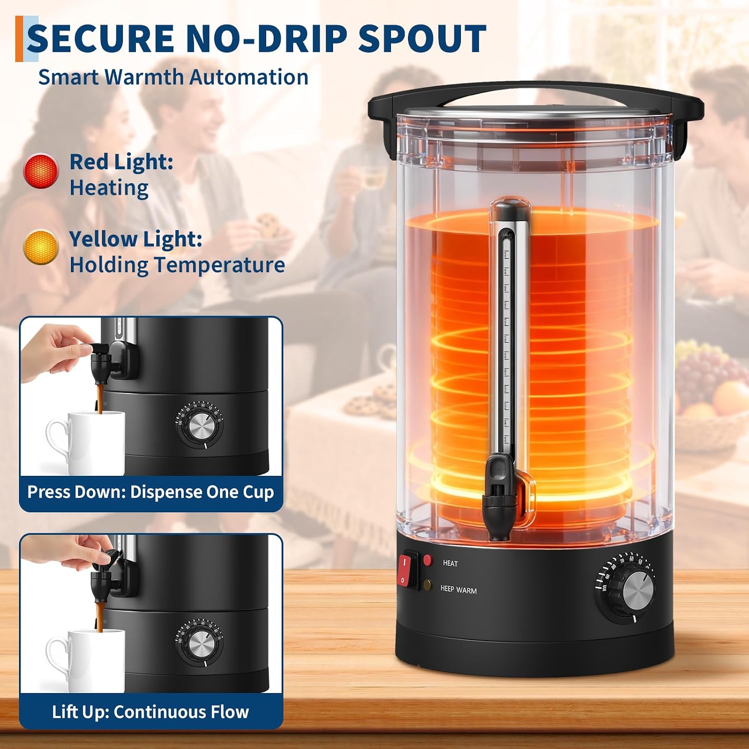 100 Cups Coffee Maker - 14 L/3.8 Gallon Double Wall Commercial Coffee Urn, Stainless Steel Coffee Dispenser Electric Hot Water Urn, Large Capacity Hot Coffee Dispenser for Meeting Wedding Catering