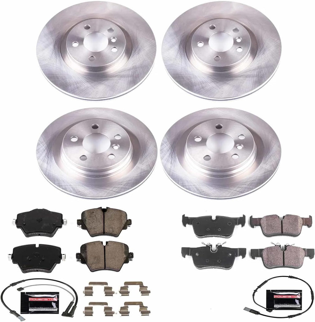 PowerStop Front and Rear Brake Kit for BMW X1 2016-22 |X2 2018-23 |Mini Cooper Countryman 2018-24 - Z17 Ceramic Brake Pads & Disc Rotors Replacement, KOE7916