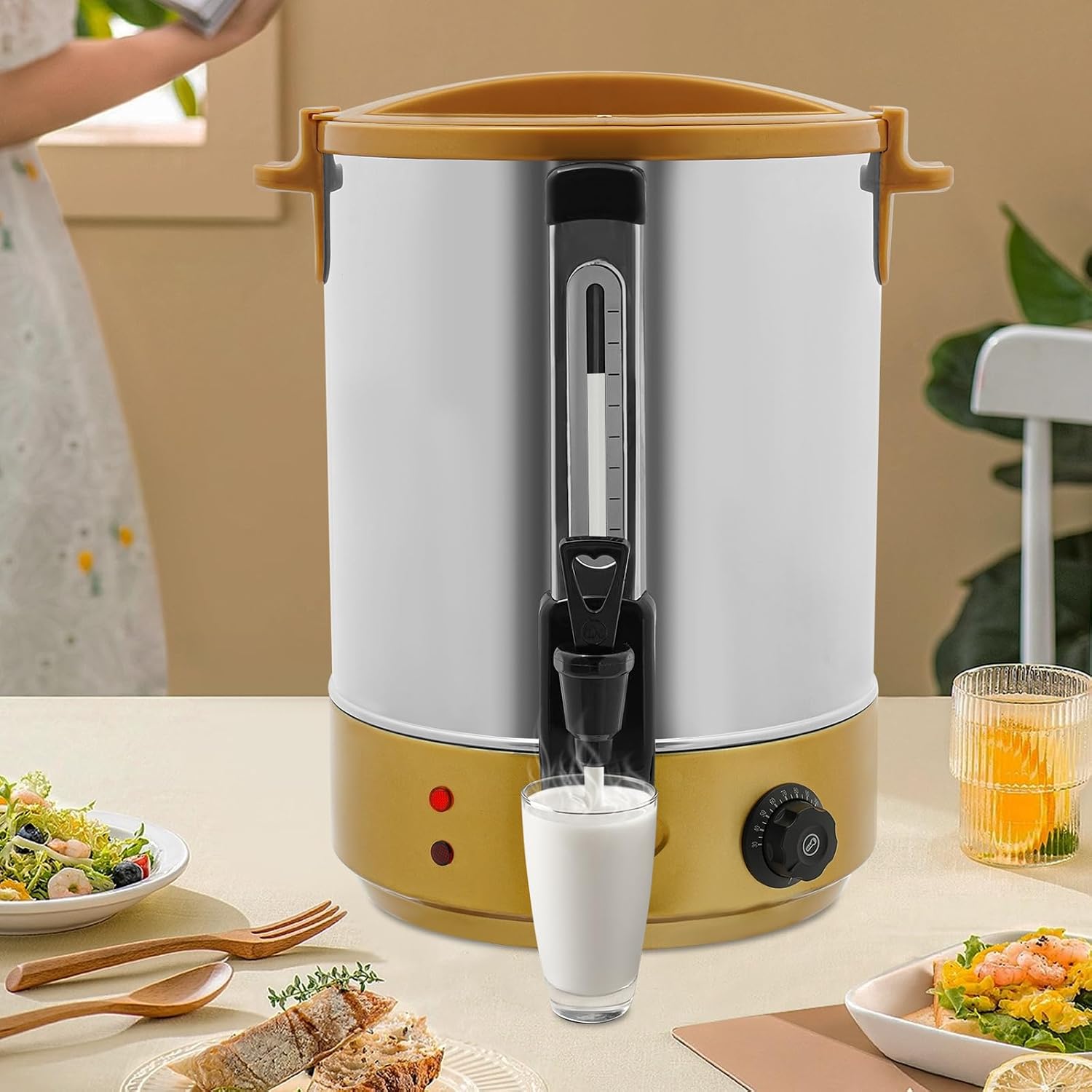 Electric Hot Water Dispenser, 2800W Commercial Water Boiler with Temperature Control, Large Capacity Heater, Electric Heat Preservation Bucket, for Coffee, Tea & Party Use