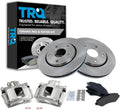 TRQ Front Brake Pad and Rotor Set Ceramic Rotors Calipers Compatible with 2009-2013 Dodge Journey