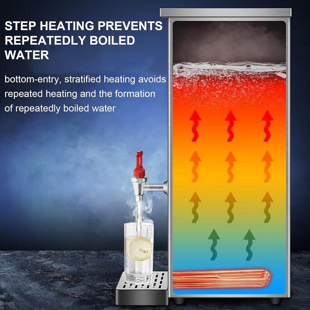 Step-Heating Commercial Hot Water Dispenser, Countertop Hot Water Dispenser Electric Commercial Boiling Water Machine, for Tea Coffee Shop Dessert Silver