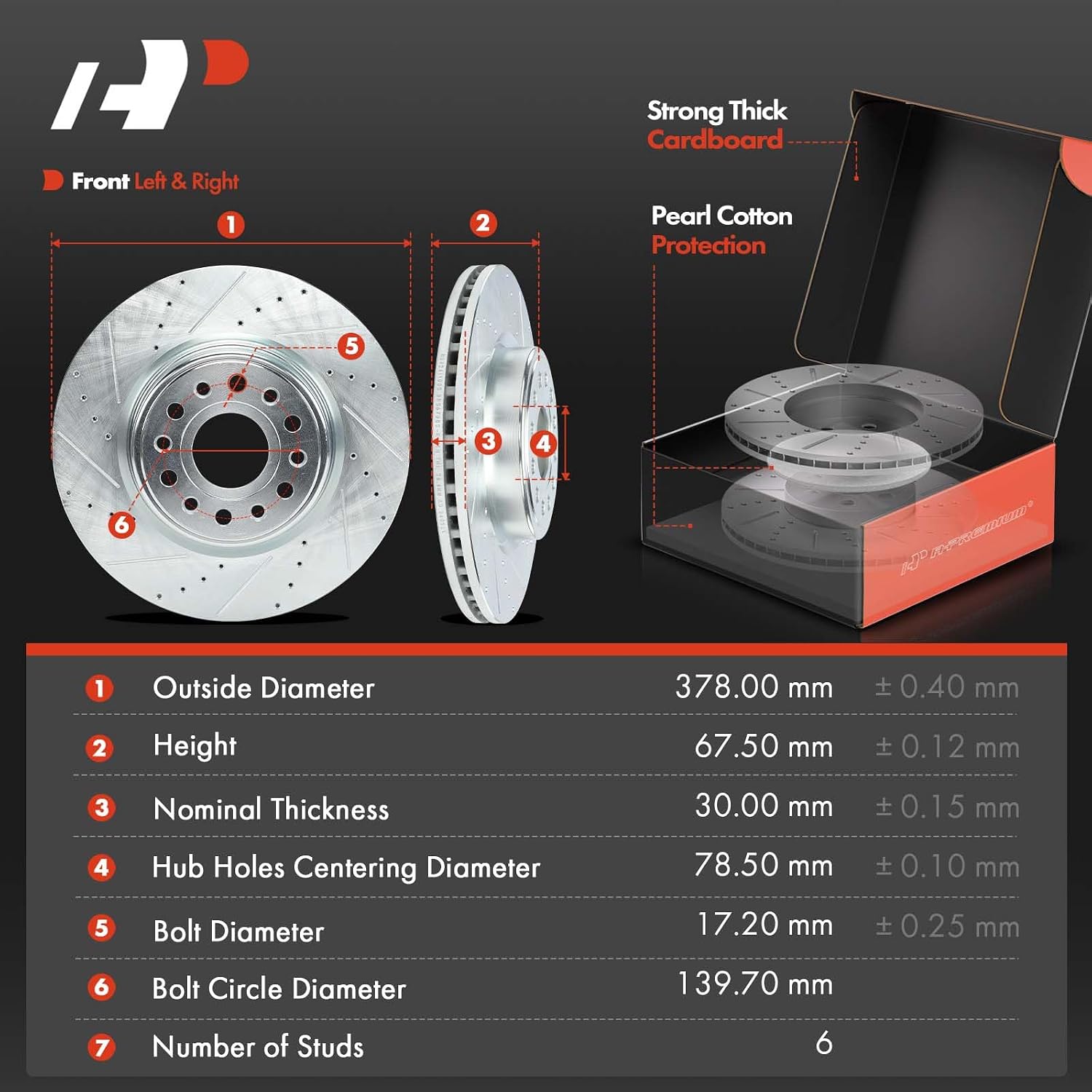 A-Premium Front and Rear Drilled and Slotted Disc Brake Rotors + Ceramic Pads Kit Compatible with Select Ram Models - 1500 2019 2020 2021 2022, 12-PC Set