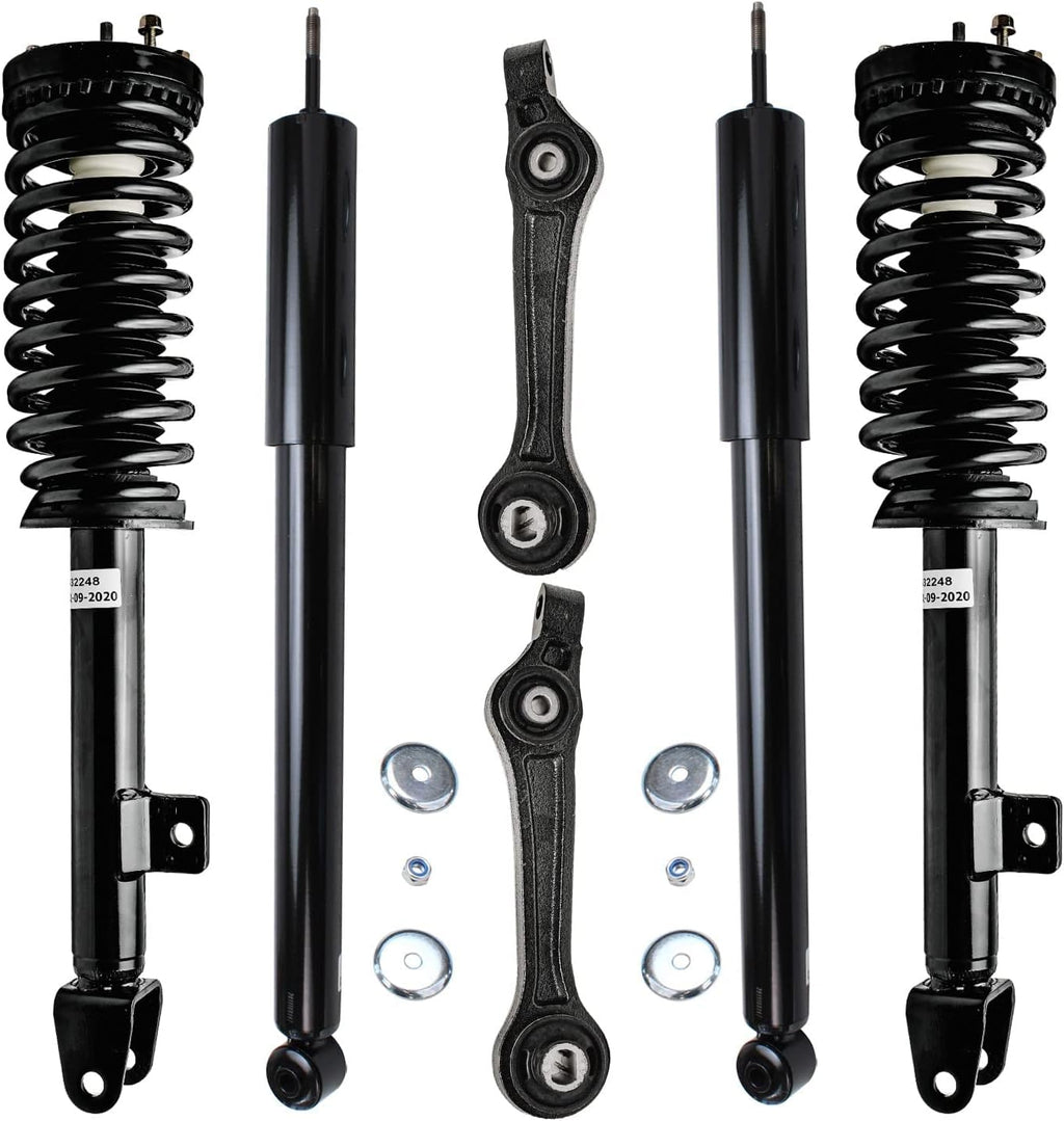 Detroit Axle - RWD Front End Suspension Kit Brake Kit for Chrysler 300 Dodge Magnum Charger, Control Arms Wheel Bearing Hubs Struts Brake Rotors Brake Pads Sway Bars Replacement