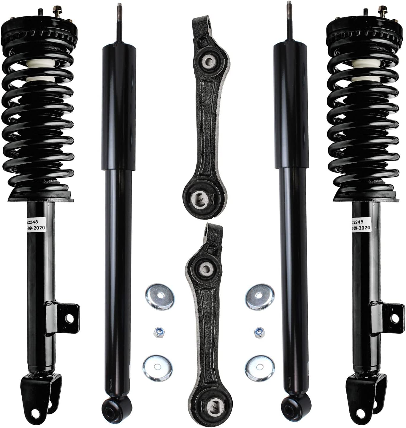Detroit Axle - RWD Front End Suspension Kit Brake Kit for Chrysler 300 Dodge Magnum Charger, Control Arms Wheel Bearing Hubs Struts Brake Rotors Brake Pads Sway Bars Replacement