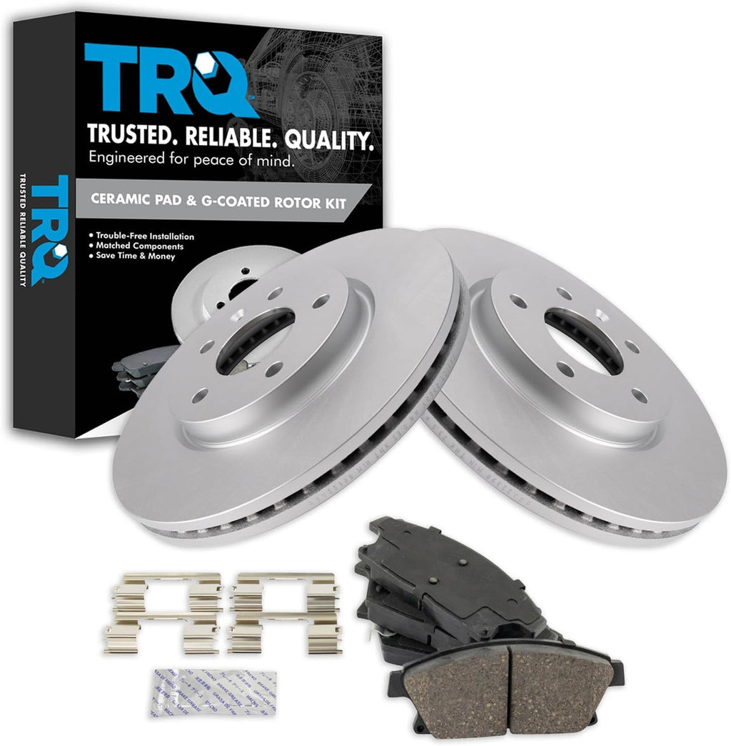 TRQ Front Brake Pad and Rotor Set Ceramic G Coated Vented Rotors Compatible with 2012-2017 Buick Verano 2014-2015 Chevrolet Cruze 2011-2015 Volt