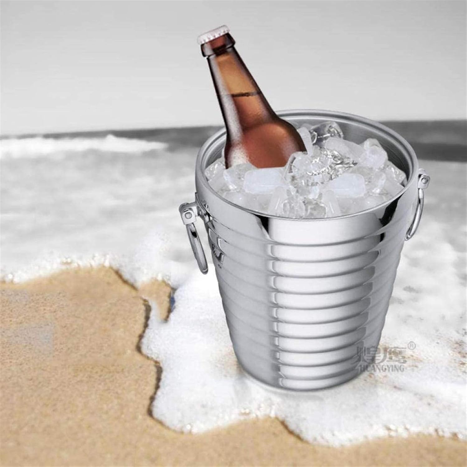 Ice Bucket with Lid, Tongs and Handle - Wall Insulated Stainless Steel for Entertaining, Parties, Barware
