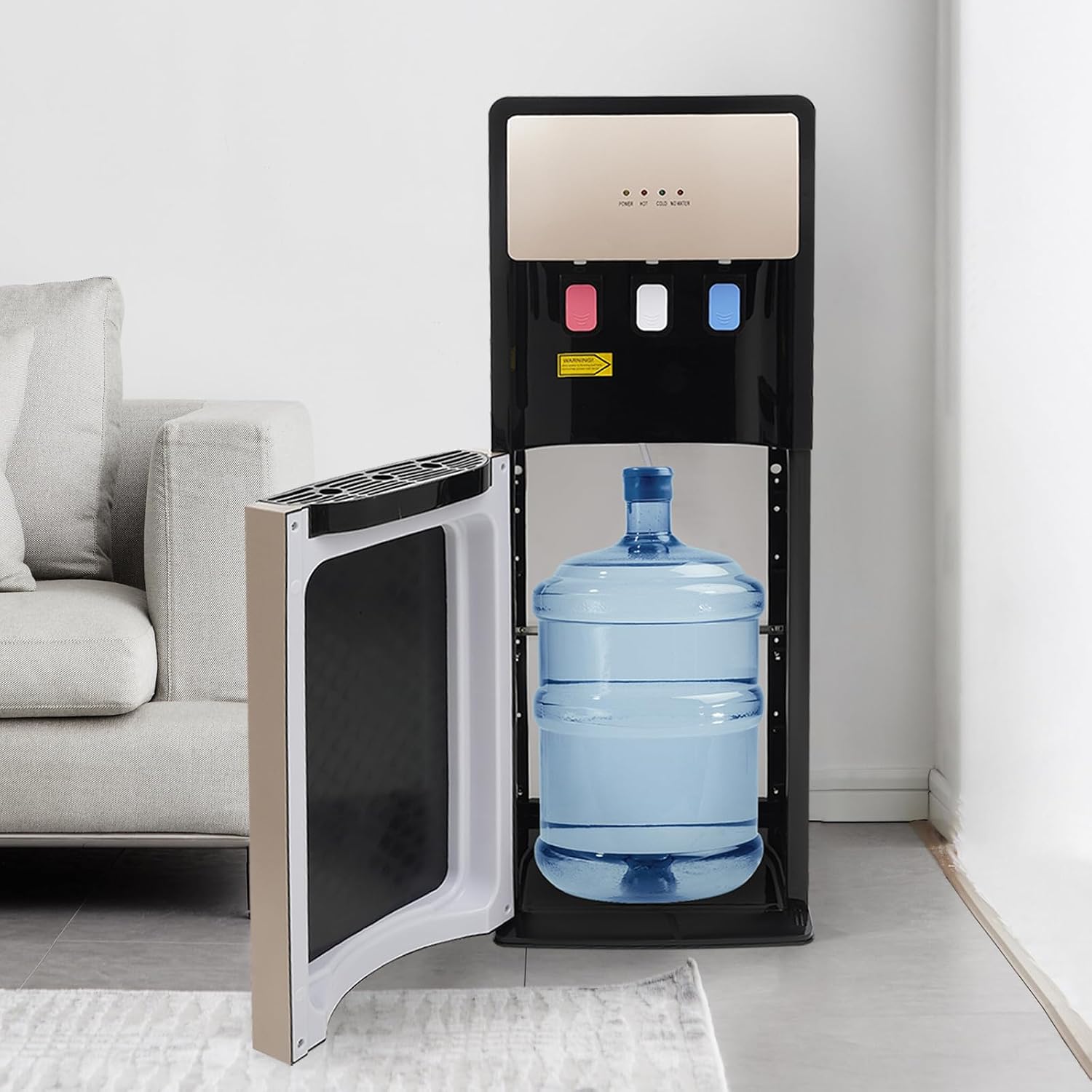 Bottom Loading Water Dispenser, 3 Temperatures - Room, Hot & Cold Water Dispenser for 5 Gallon Bottles, Bottom Load 5 Gallon Water Cooler Dispenser for Home, Office, Living Room (Champaign Gold)