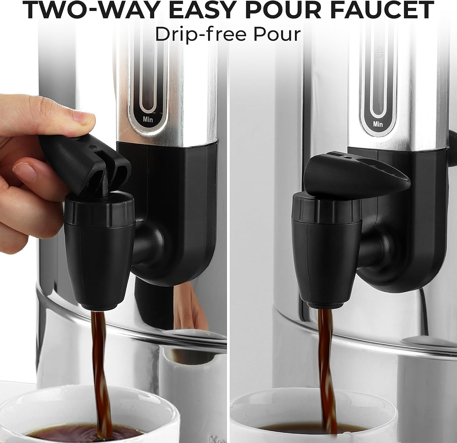 Zulay Kitchen 50 Cups Commercial Grade Coffee Maker Hot Water Urn - Percolator With Double-Wall Stainless Steel, Quick Brew, Stays Hot for Tea & Beverage at Events & Catering - Silver