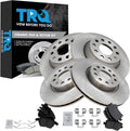TRQ Front and Rear Ceramic Brake Pad and Rotor Set Compatible with 06-07 Audi A3 06-07 Quattro 06-10 VW GTI 09-10 CC Sport 06-07 Passat 2.0T with 312mm Diameter Front Rotors