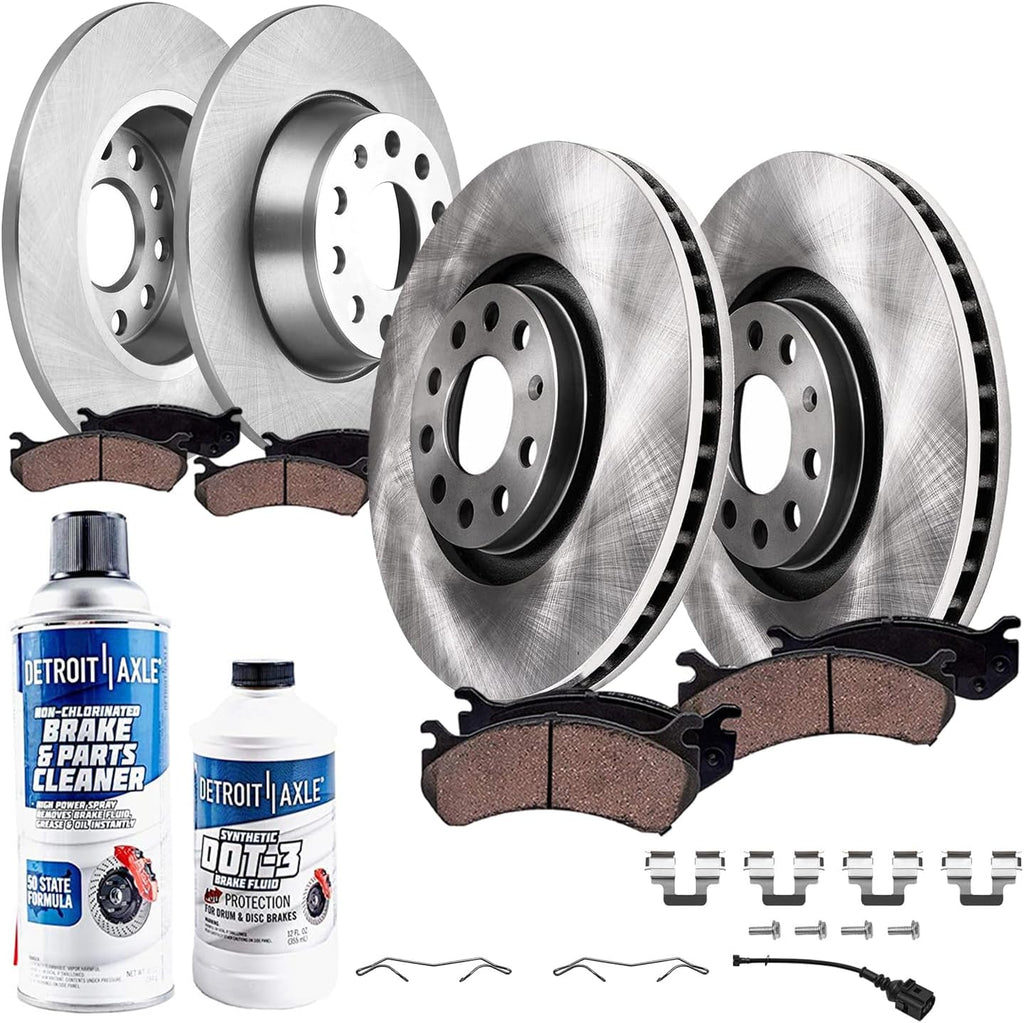 Detroit Axle - Brake Kit for Volkswagen Jetta Eos CC Audi A3 Quattro Rear Disc Brake Rotors Ceramic Brakes Pads 2010 Replacement : 12.28' inch Front and 11.10' inch Rotors