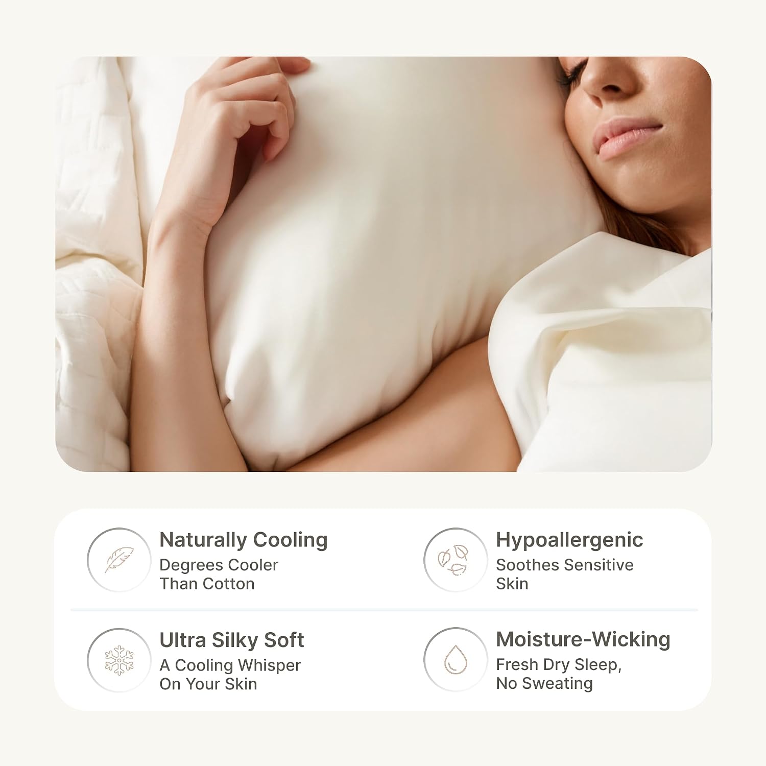 BedVoyage Cooling Sheets Queen – Viscose from Bamboo, Sheet Set for Hot Sleepers, 18' Deep Pocket, Soft Breathable Bedding, Ivory