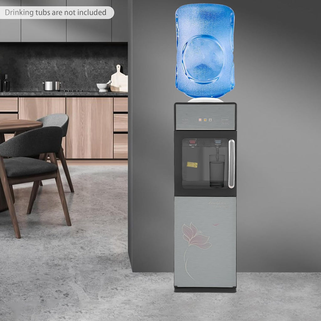 Water Cooler Dispenser for 5 Gallon Bottle, Top Load Cold Hot Water Dispenser, with Cabinet, Freestanding Electric Water Dispensers for Homes, Gyms, Office