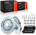 A-Premium 12.91 inch (327.91mm) Front Drilled and Slotted Disc Brake Rotors + Ceramic Pads Kit Compatible with Select Lexus and Toyota Models - NX200t, NX300, NX300h, RX350, RX450h, Highlander, Sienna