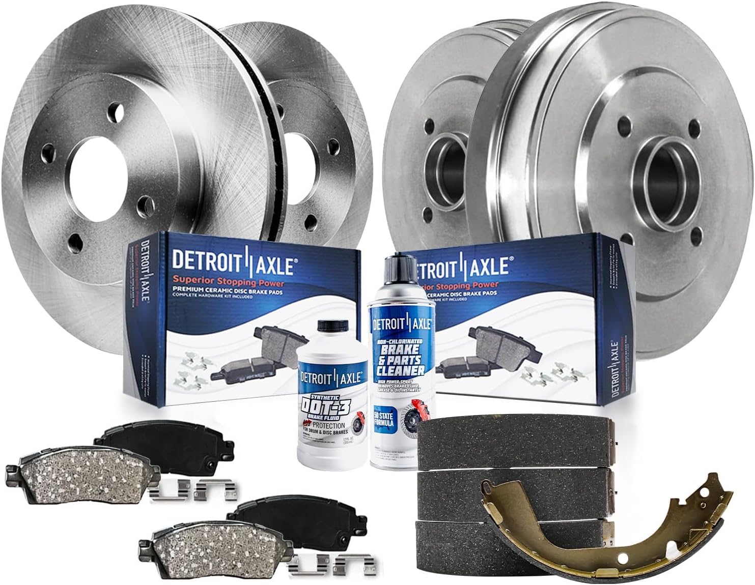 Detroit Axle - 10pc Brake Kit for 2012-2019 Nissan Versa Note 2015-2017 Micra, Front Brake Rotors Ceramic Brakes Pads, Rear Brakes Drums and Brakes Shoes Replacement : 10.24' inch Rotor