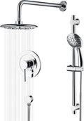 sumerain Modern Bathroom Shower System with High Pressure Rainfall Shower Head, 3-Setting Handheld Shower and Adjustable Slide Bar, Valve Included, Chrome Finish
