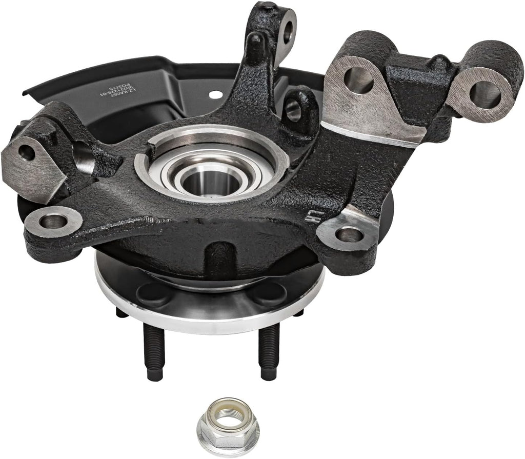 Detroit Axle - Front Steering Knuckles w/Wheel Hub Bearings Assembly + Disc Brake Rotors Ceramic Pads Replacement for 2011-2014 Ford Edge - 6pc Set