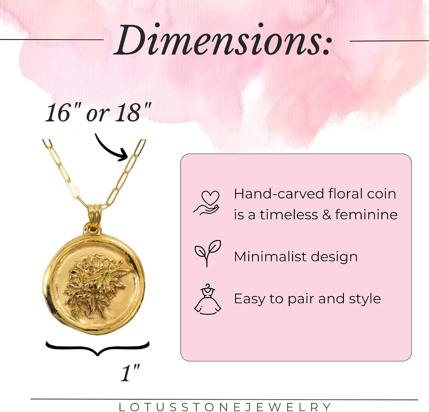 LOTUS STONE JEWELRY 23.5K Gold Vermeil Wax Seal Pendant, Coin Necklace for Women (Gold Vermeil)
