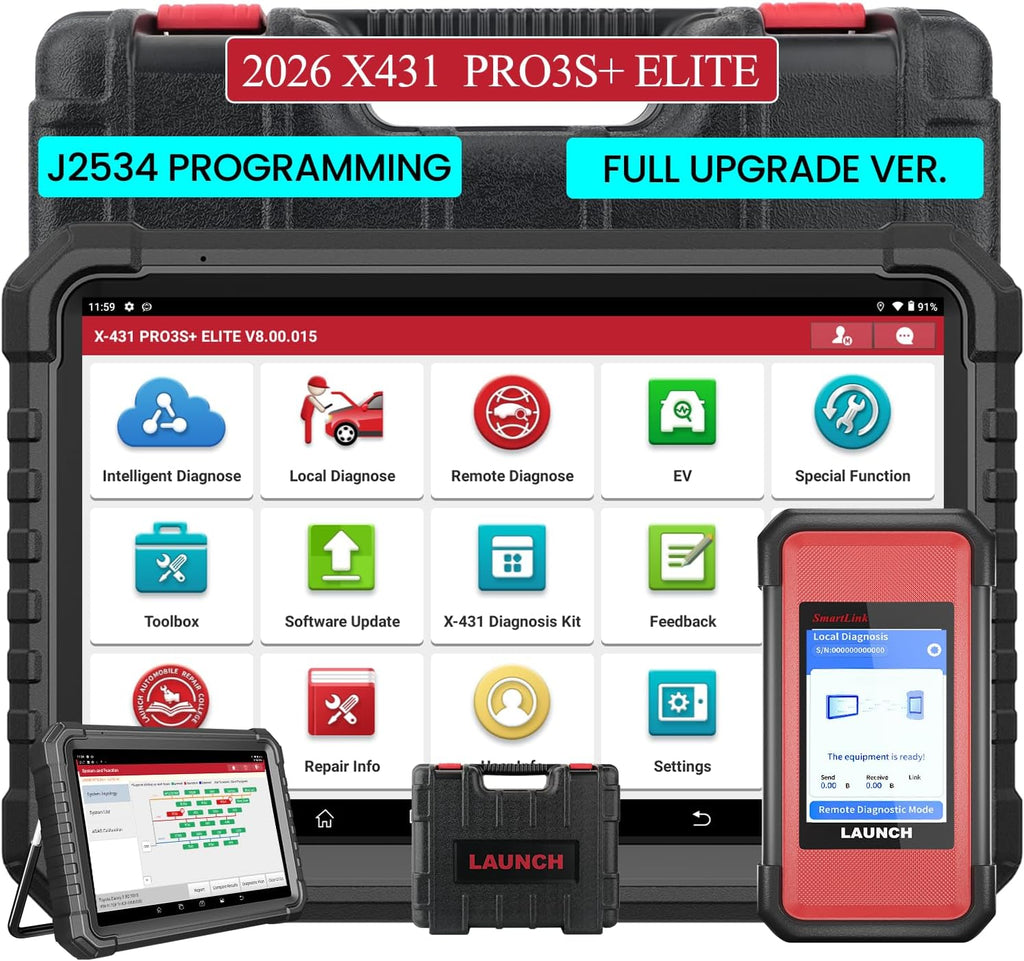 LAUNCH X431 PRO3S+ Elite, 2026 All-in-One Bidirectional Scan Tool with J2534 Protocols, HD Trucks Scanner, Topology Map, 60+Service, ECU Code Full Function Scanner, CANFD/DoIP/D-PDU/FCA, 2 Yrs Update