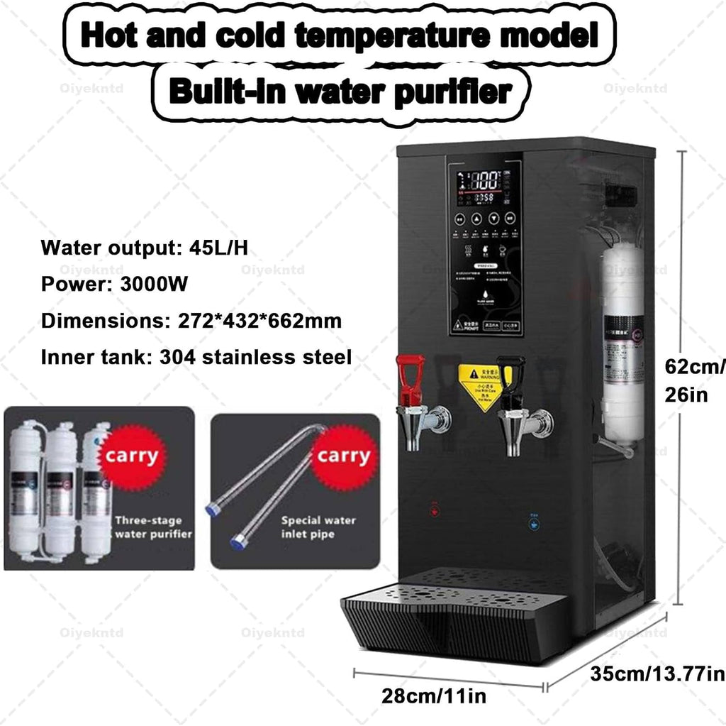 Commercial Instant Water Dispenser, 3000 w Desktop Electric Hot Water Boiler, 60°C to 100°C Adjustable, Automatic Hot Water Pot Digital Control Panel/Auto Temperature Control Black