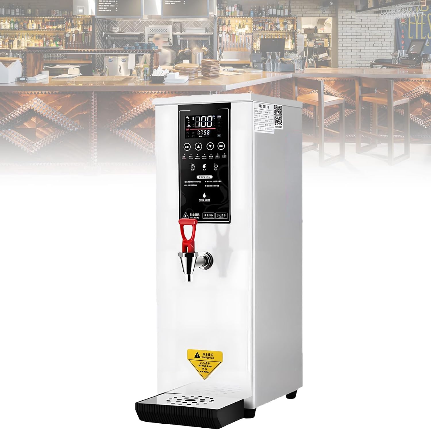 Electric Countertop Hot Water Machine, Built-in Purifier, Temperature Adjustable, Step-heating, 60L/H Large Output, for Boba Tea Coffee Office Restaurant White