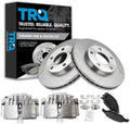 TRQ Front Brake Pad and Rotor Set Ceramic Vented Rotors Calipers Compatible with 2003-2004 Ford Mustang