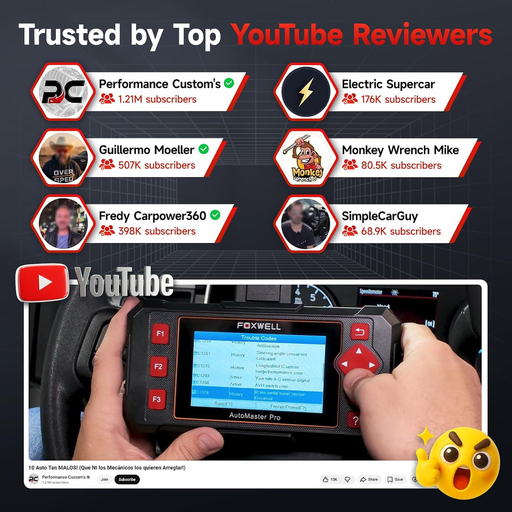 FOXWELL Car Scanner NT604 Elite OBD2 Scanner ABS SRS Transmission, Check Engine Code Reader for Cars and Trucks, Diagnostic Scan Tool with SRS Airbag, Automotive Diagnostic Tool with Live Data