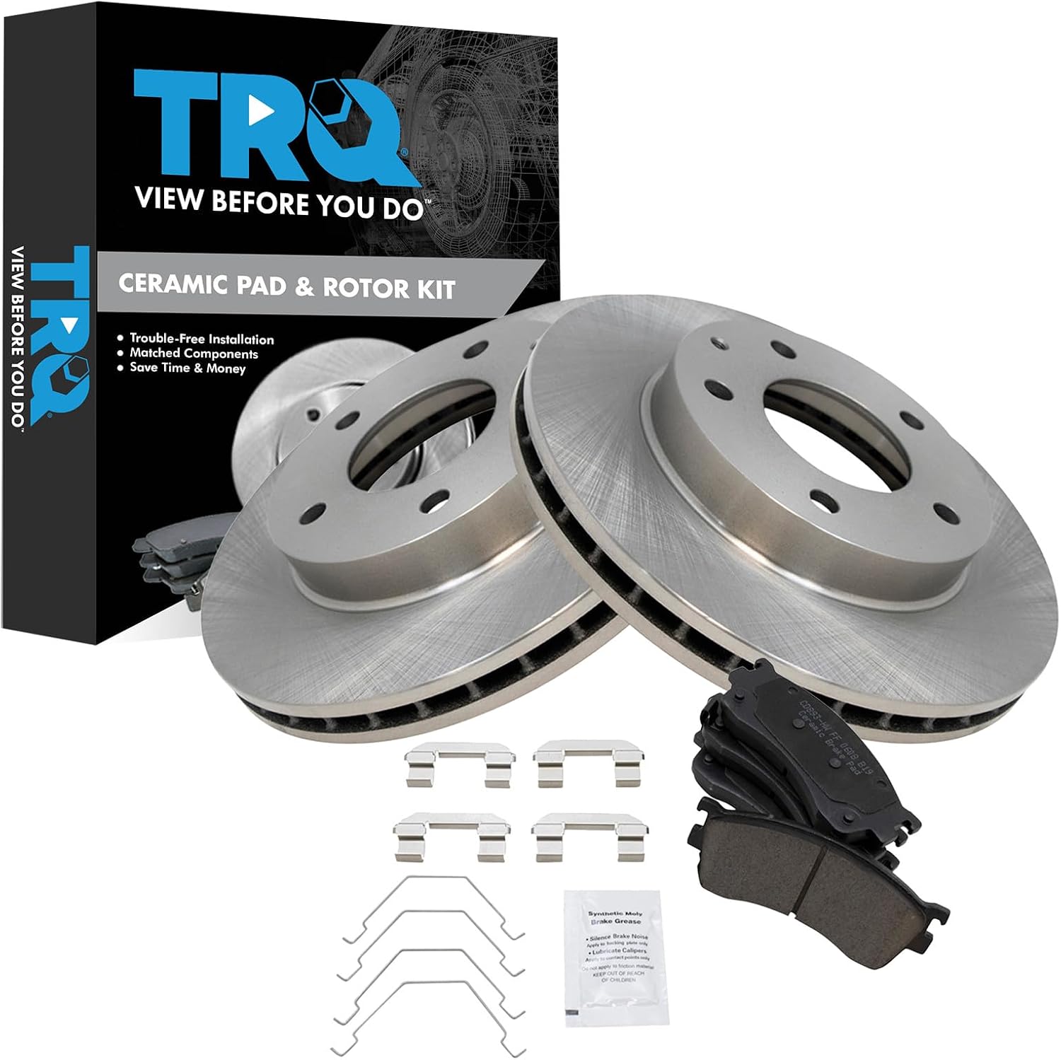 TRQ Front Brake Pad and Rotor Set Ceramic Compatible with 2001-2003 Mazda Protege 2002-2003 Protege5