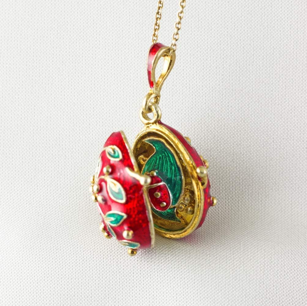Locket Ladybug Surprise Red Green Enamel Jewelry Sterling Silver Gold Vermeil Necklace Pendant for Women