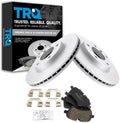 TRQ Front Brake Pad and Rotor Set Ceramic Vented G Coated Rotors Compatible with 2011-2016 Mini Cooper Countryman 2013-2016 Cooper Paceman